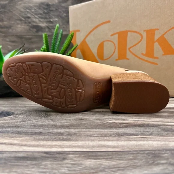 NIB Korks Kork Ease Rayleigh Slingback Block Heel Leather Clogs Natural - Picture 10 of 14